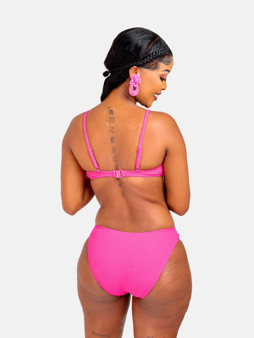 Ribbed high cut bikini