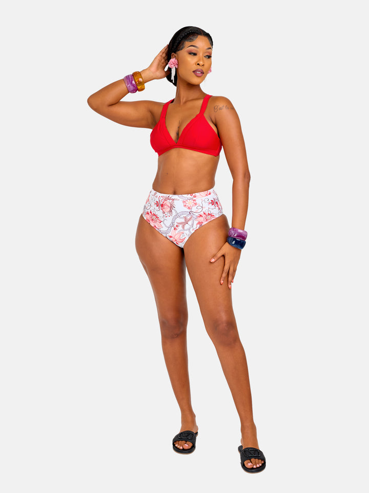 Classic floral high waist bikini
