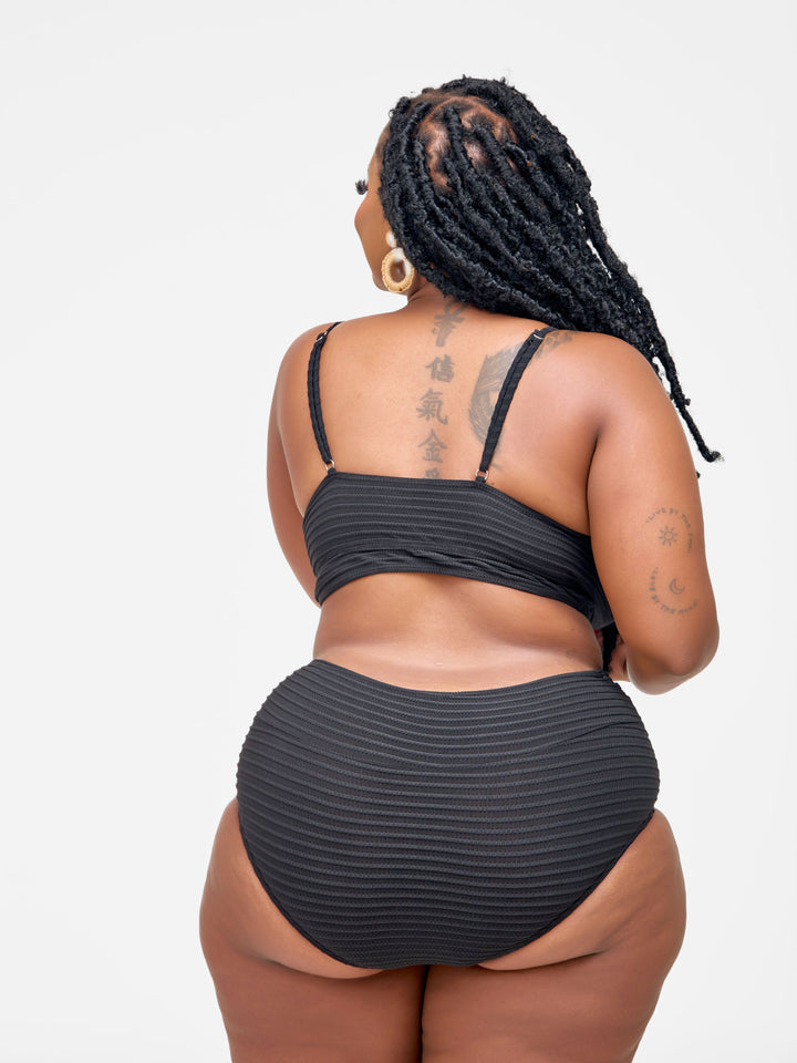 Ribbed high waist bikini black