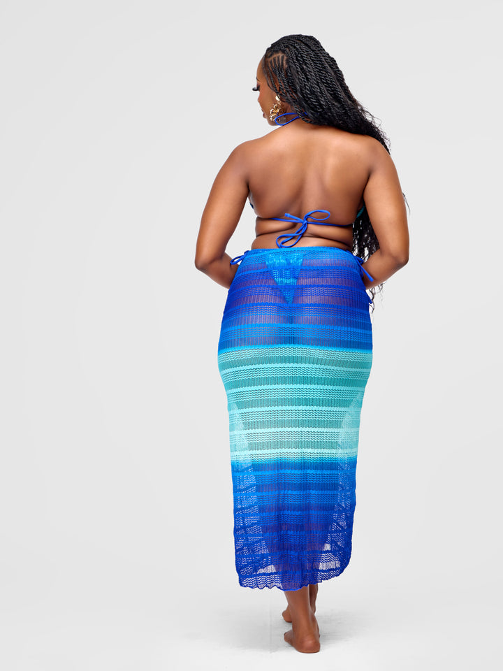 3-Piece Ombre Bikini Set with Skirt Cover Up