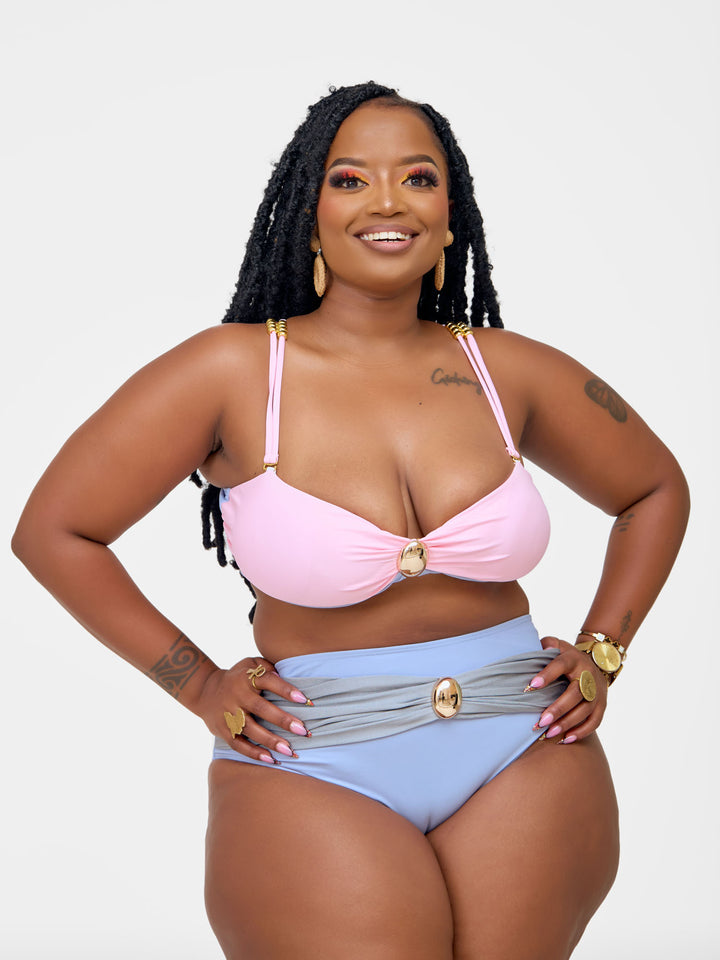 High waist bikini with gold embellishment