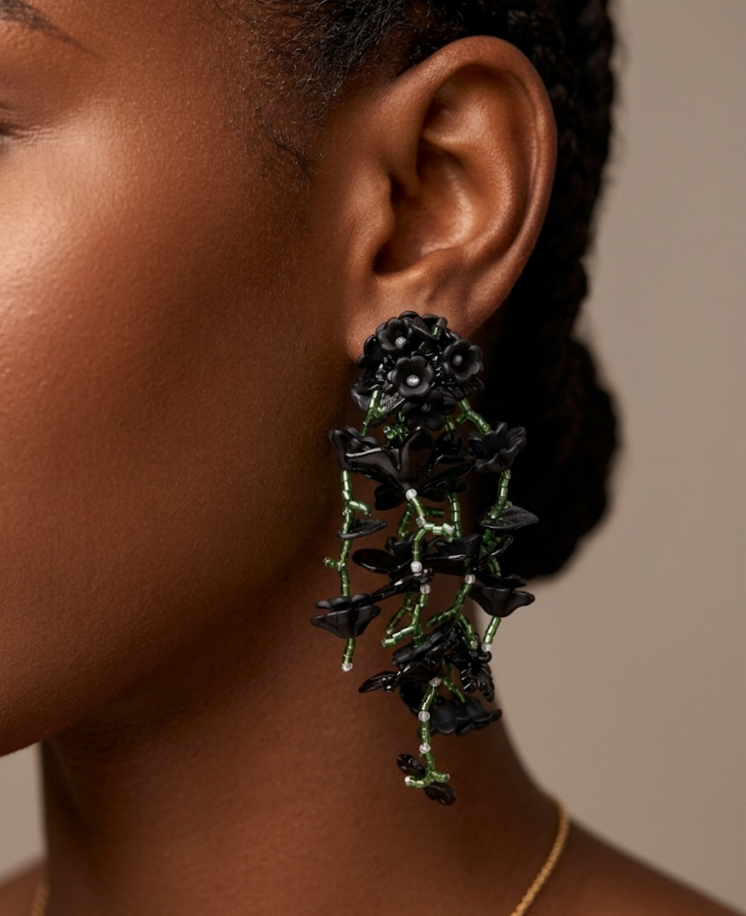 Floral beaded drop earrings