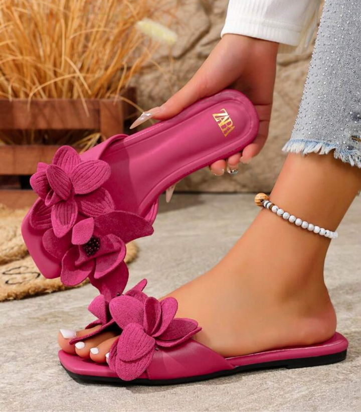 Pink floral sandals