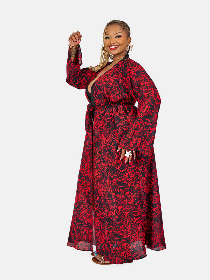 Red print kimono