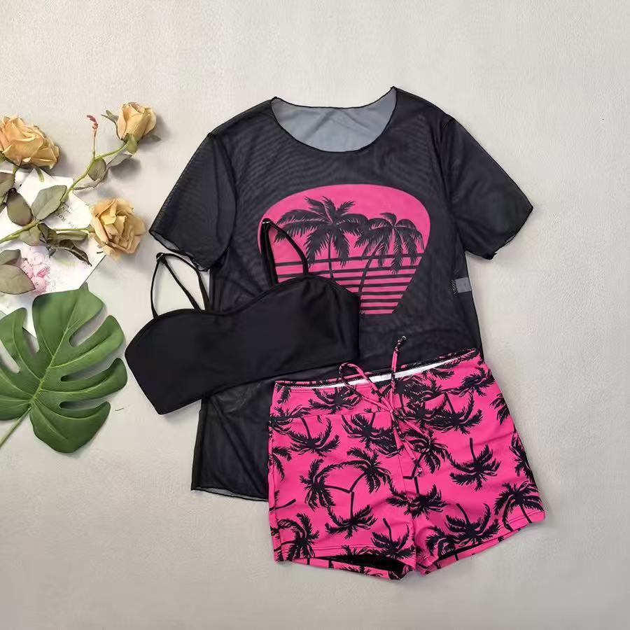 Black sheer top with bikini shorts