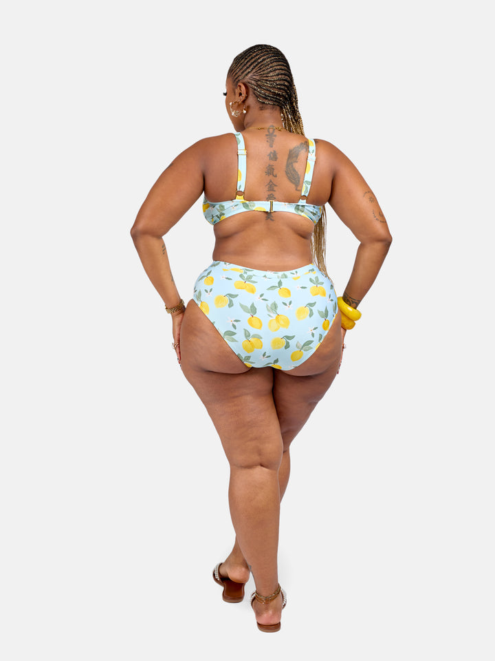 Lemon printed high waisted bikini