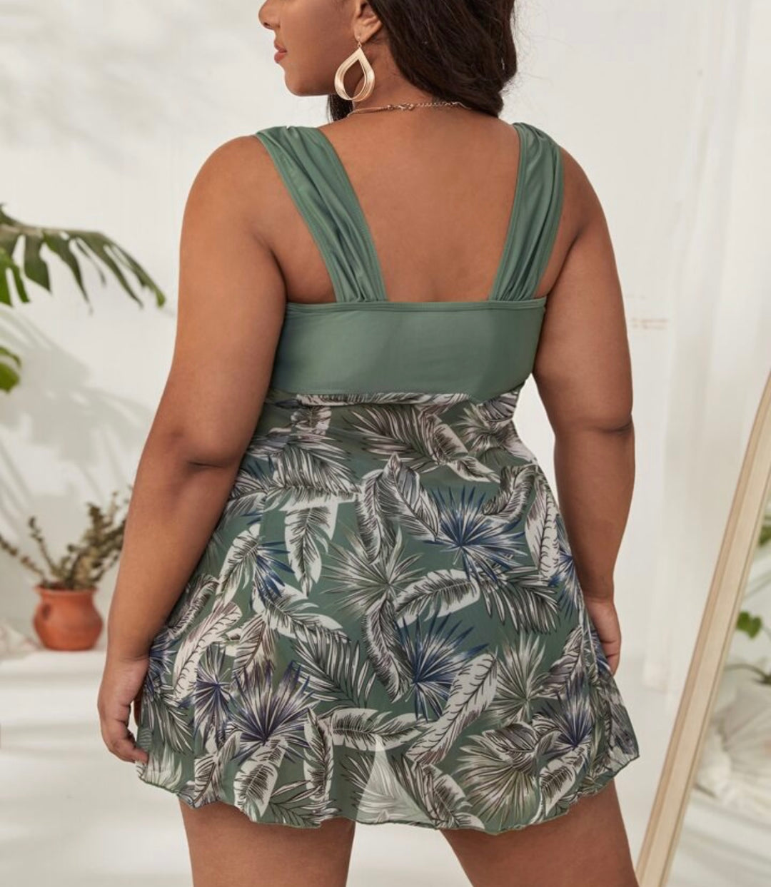 Tropical j.green ruched swim dress