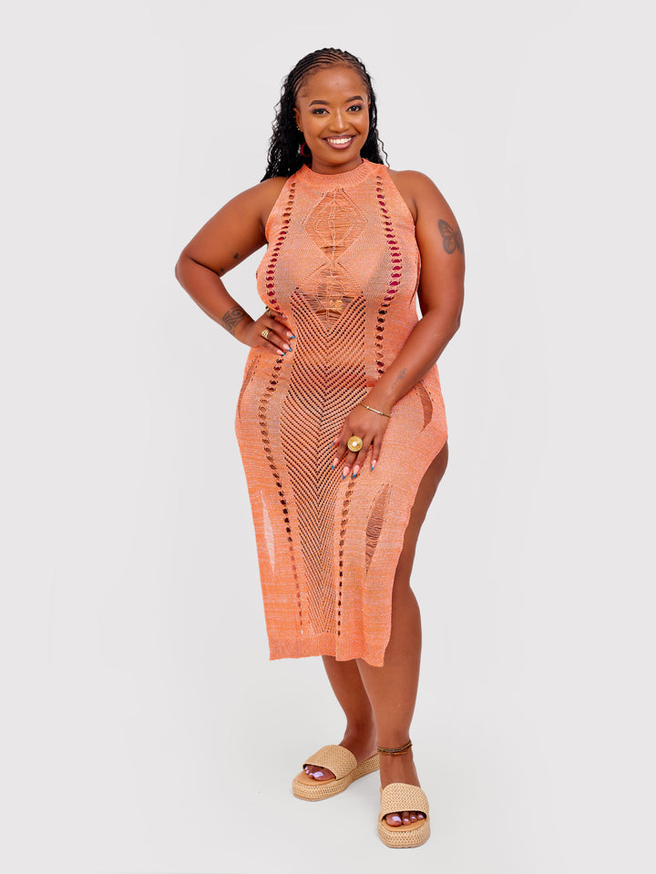 Knit out orange dress