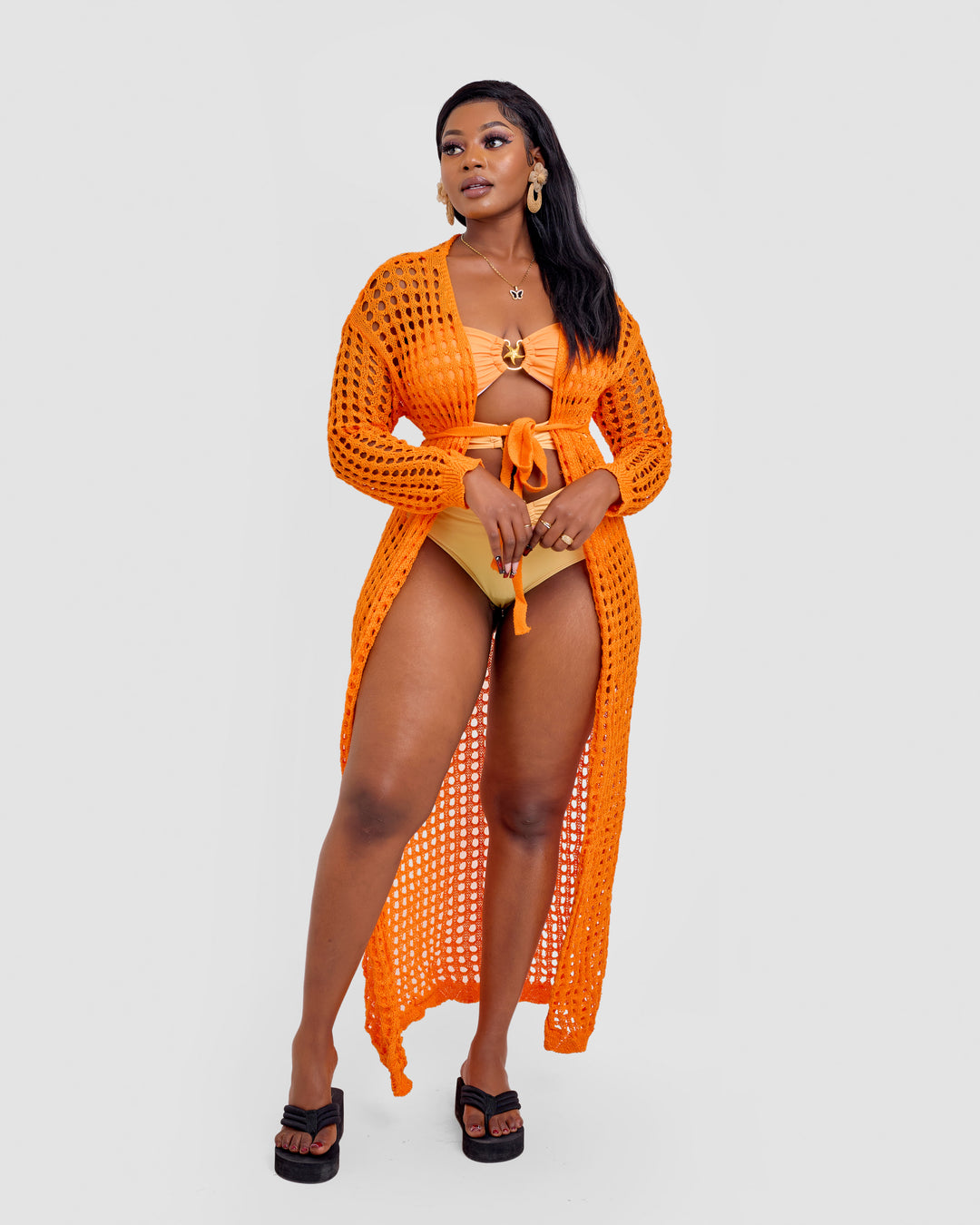 Crotchet kimono orange