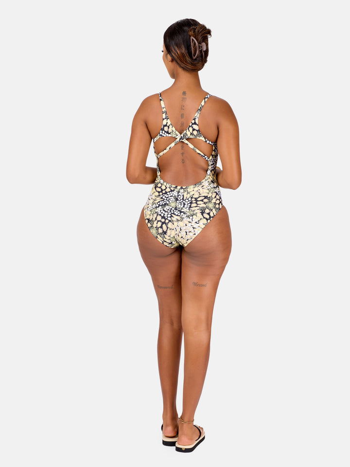 Printed cross back one piece