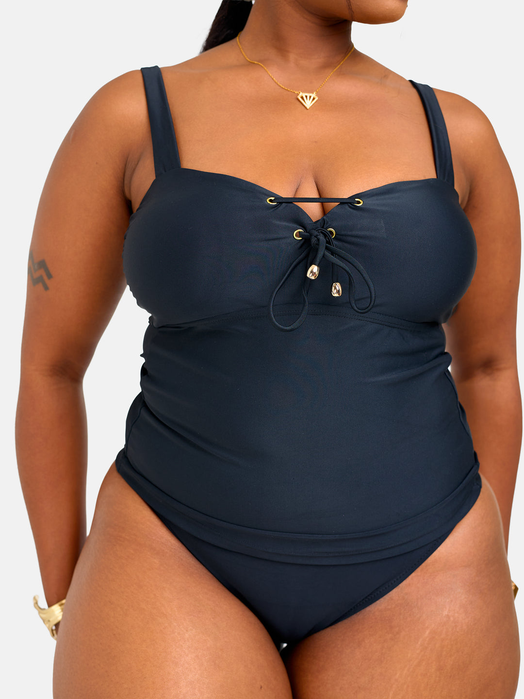 Bikini with coverage tankini top