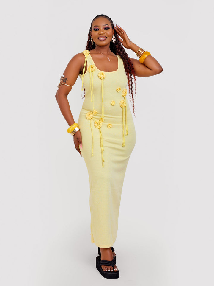 Yellow knit beach dress