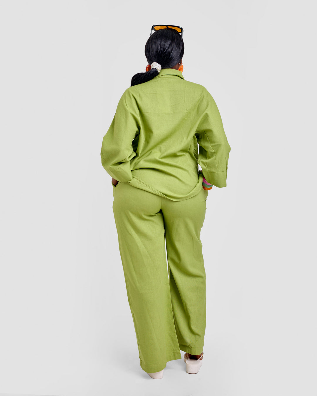 Linen blend 2pc trouser set