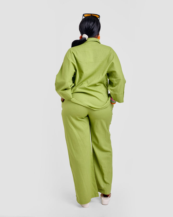 Linen blend 2pc trouser set