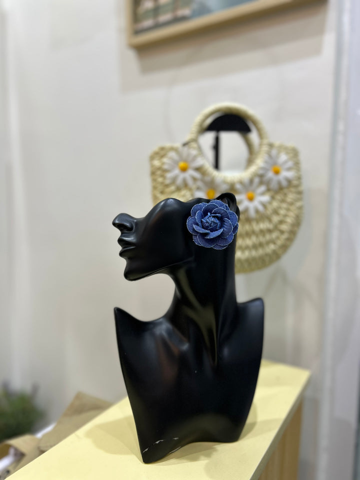 Denim floral earrings