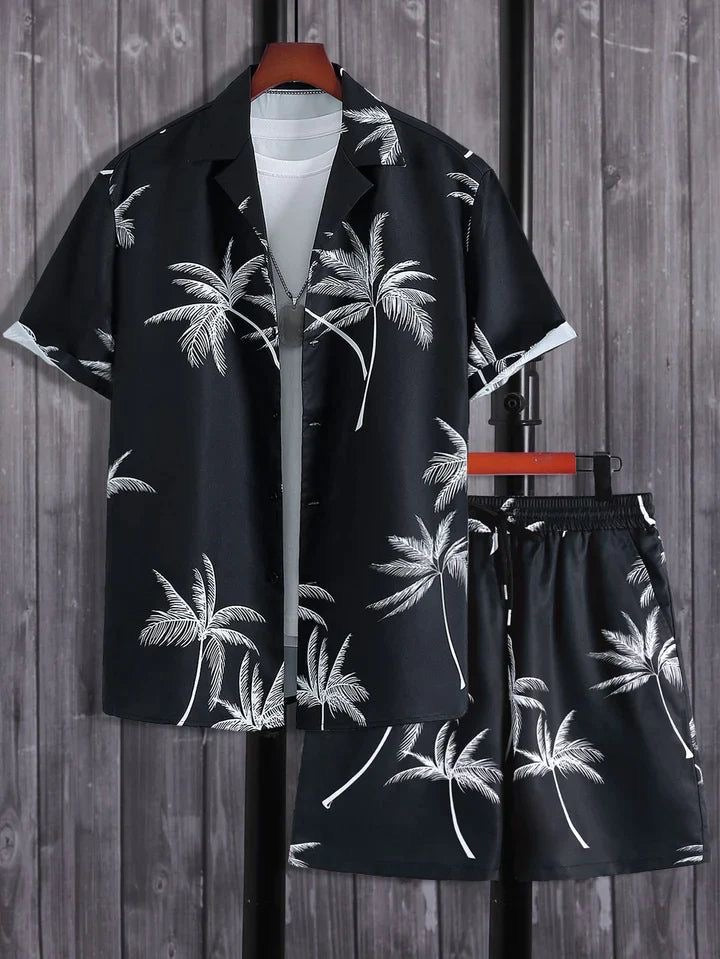 Palm print men’s shirt & short set