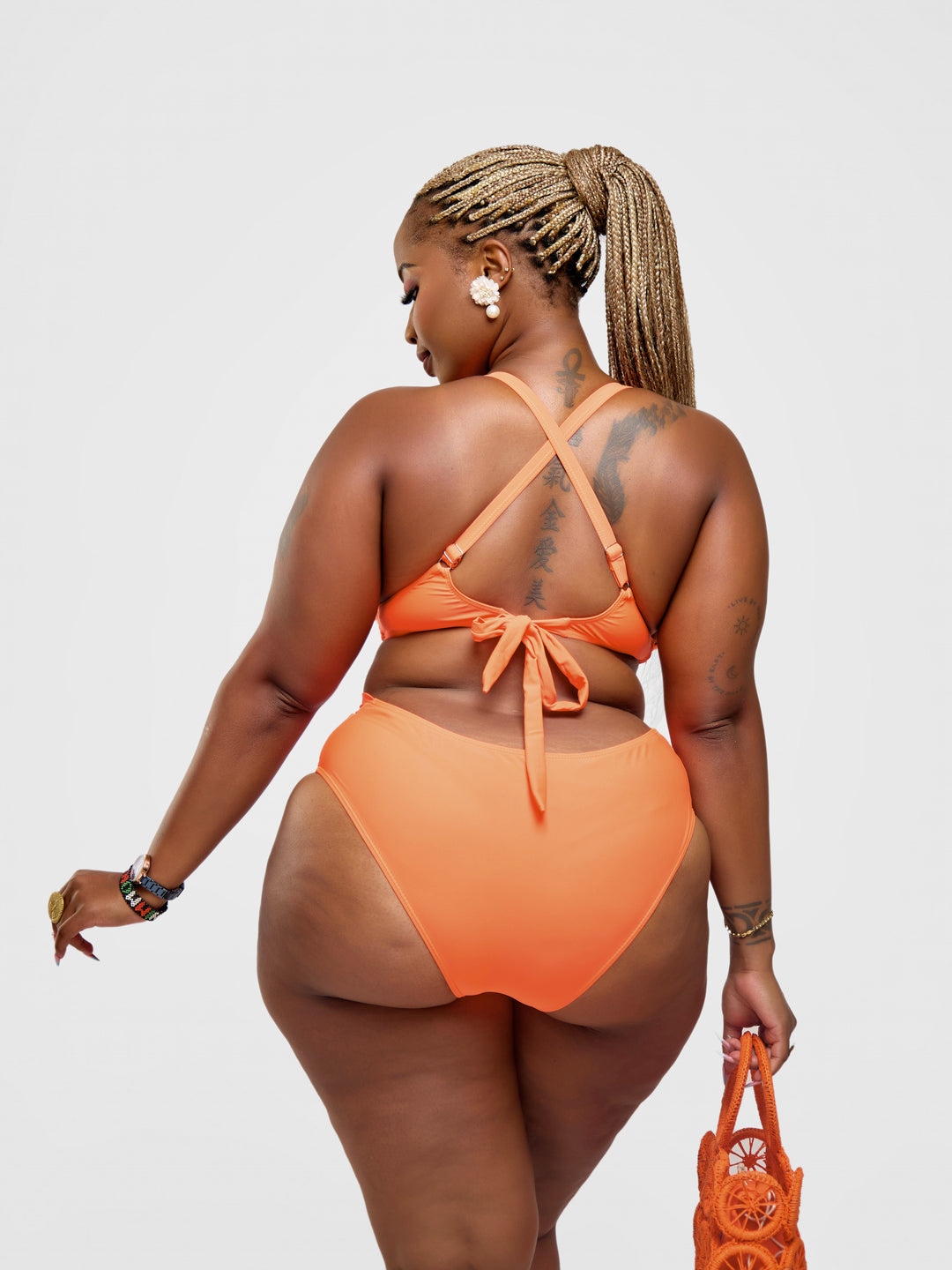 D cup high waist bikini orange