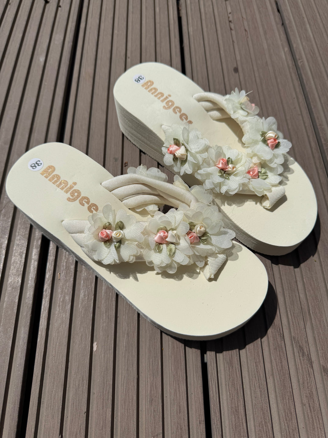 Floral wedge sandals