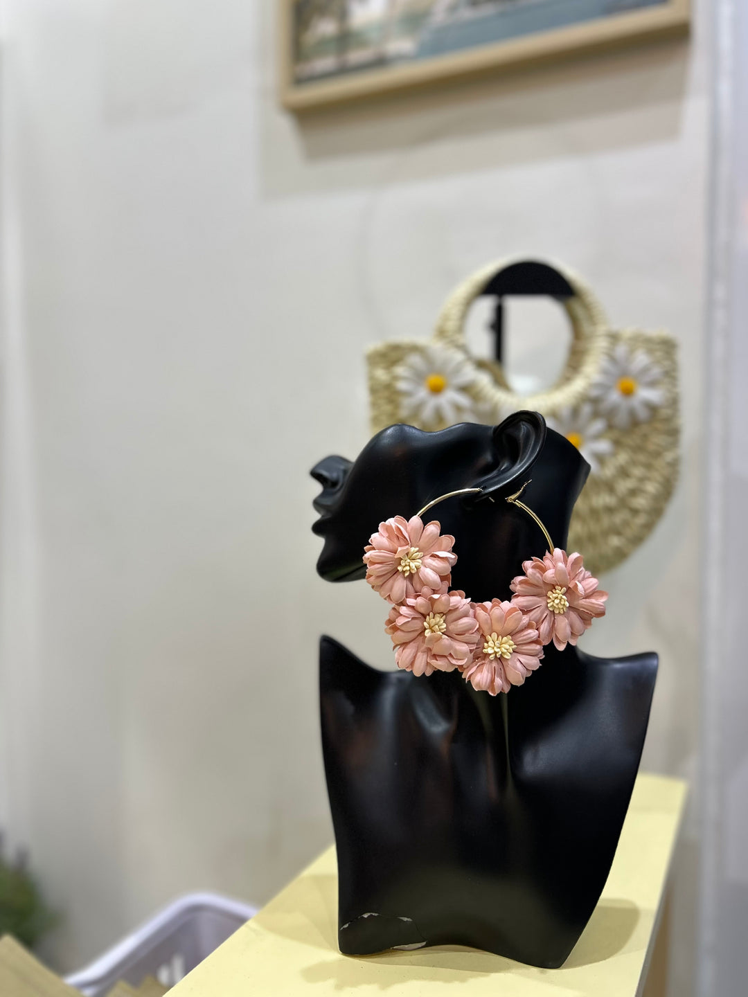 Floral hoop earrings