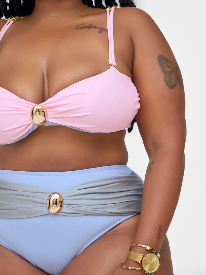 High waist bikini with gold embellishment