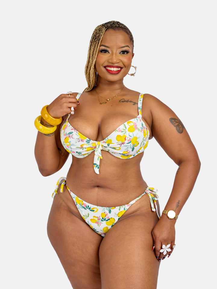 Lemon printed sculpting bikini