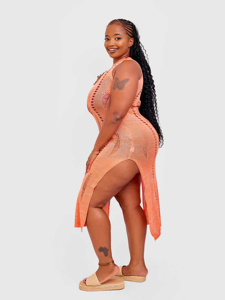 Knit out orange dress