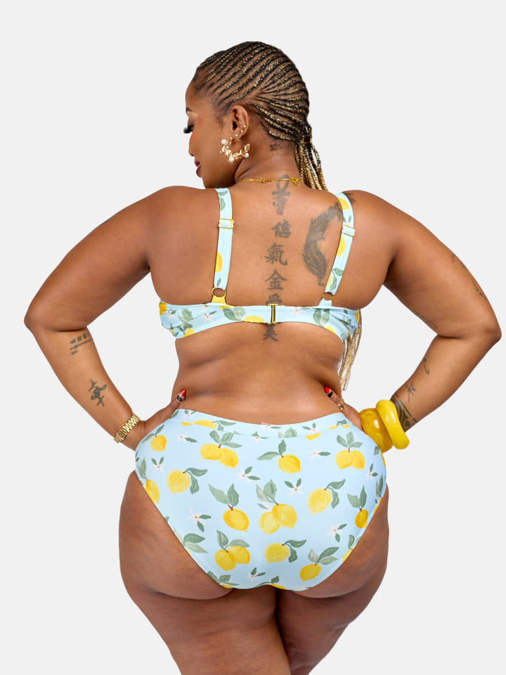 Lemon printed high waisted bikini