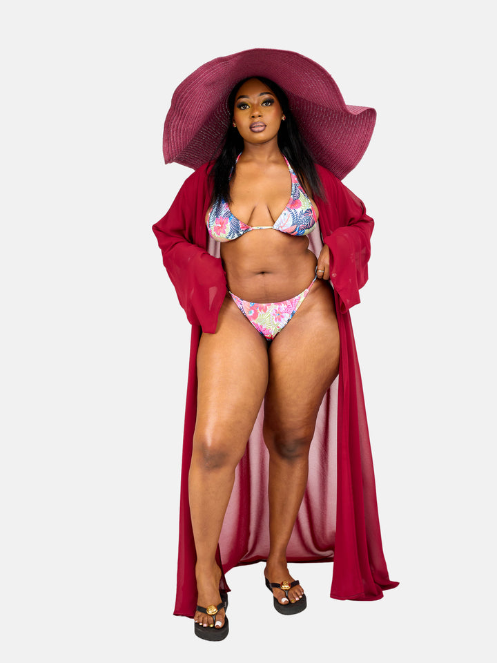 Plain belted kimono