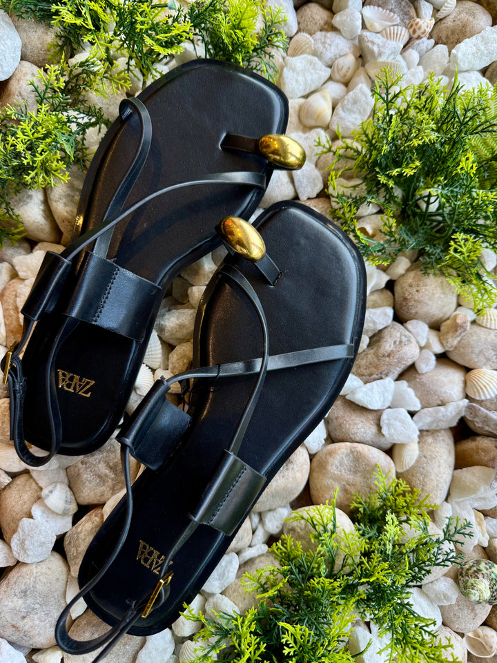 Black gold sandals