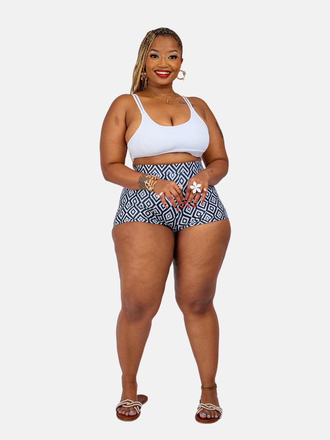 High waisted bikini shorts