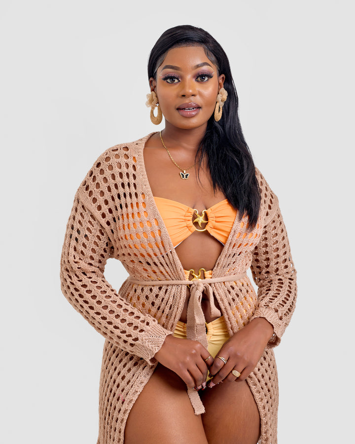 Crotchet kimono khaki