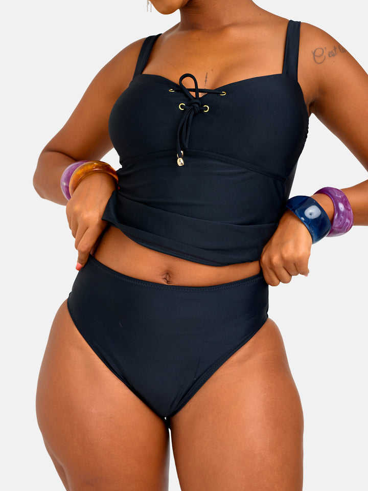 Bikini with coverage tankini top