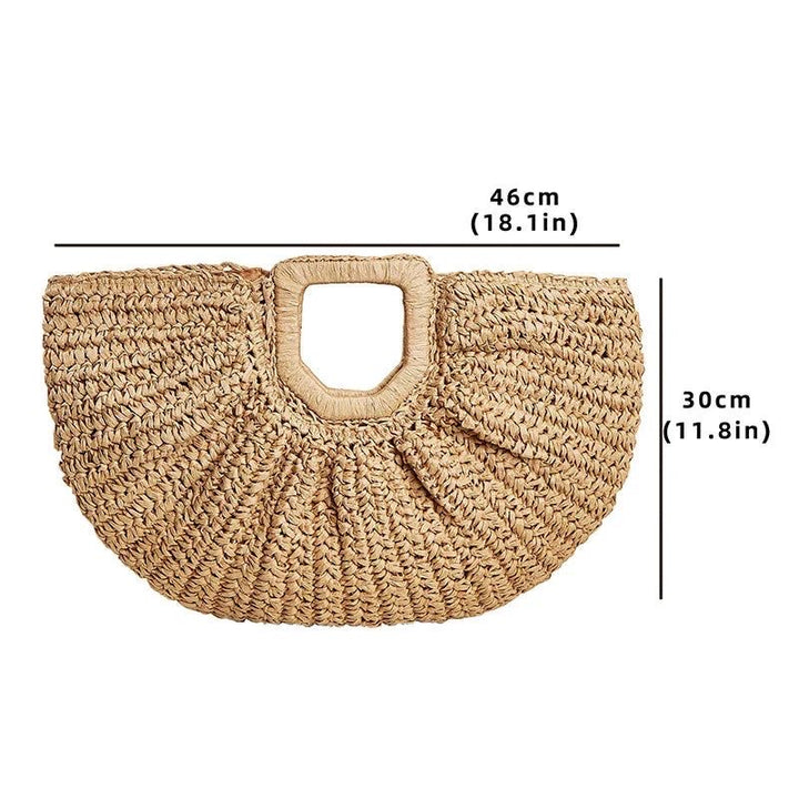 Half moon raffia bag khaki