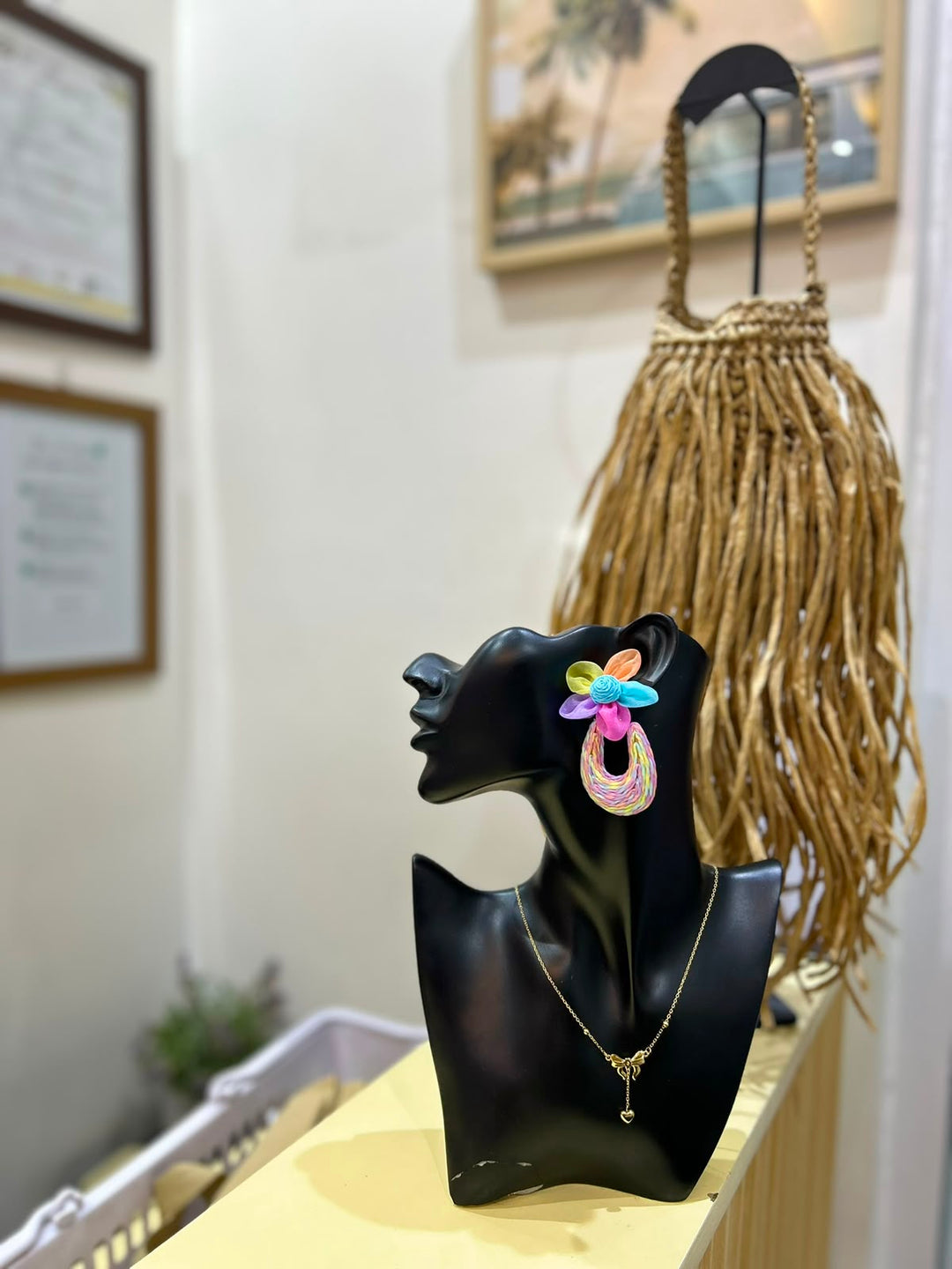 Rattan summer earrings