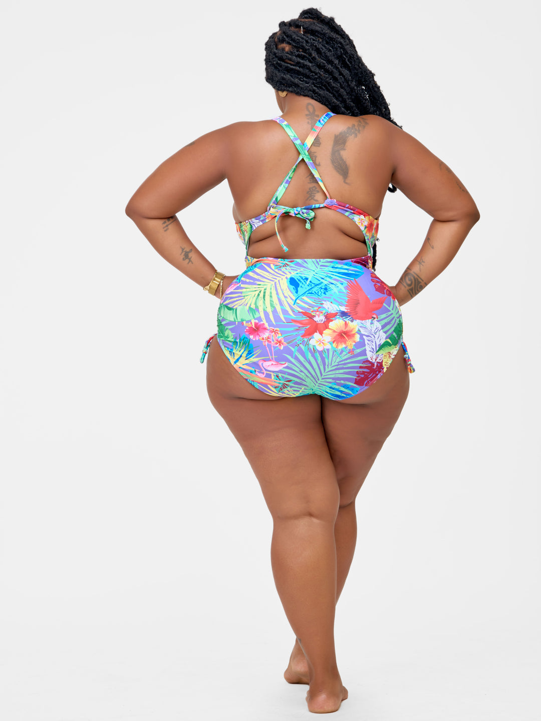 Purple floral one piece plus