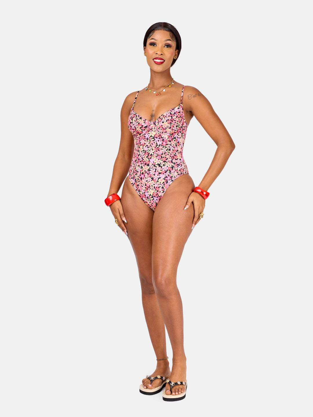Floral underwire one piece