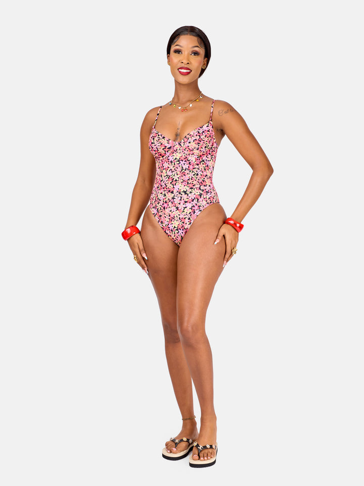 Floral underwire one piece