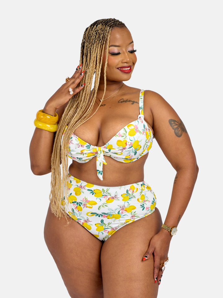 Lemon printed sculpting bikini