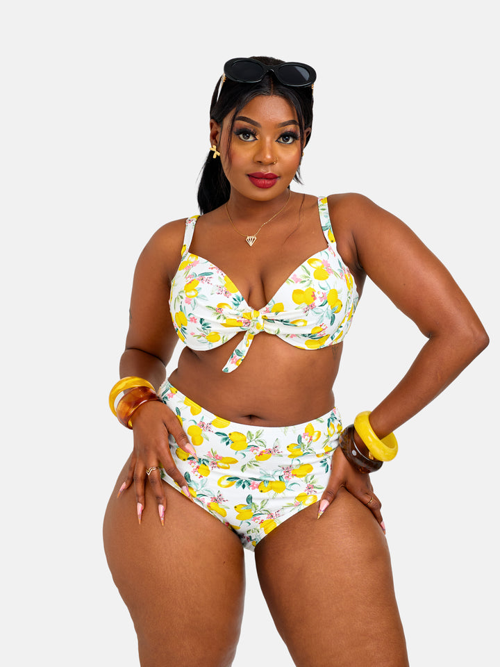 Lemon printed sculpting bikini