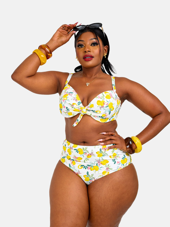 Lemon printed sculpting bikini