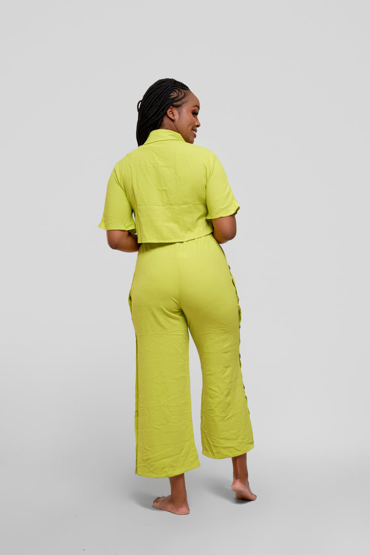 Green 2 pc midi trouser set