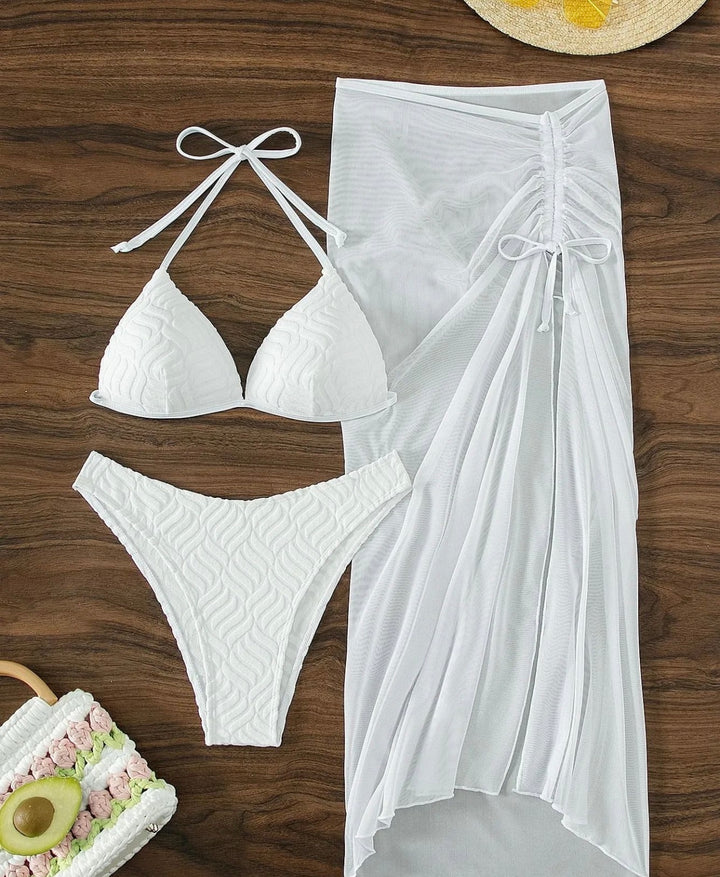 Velvet white 3pc bikini set