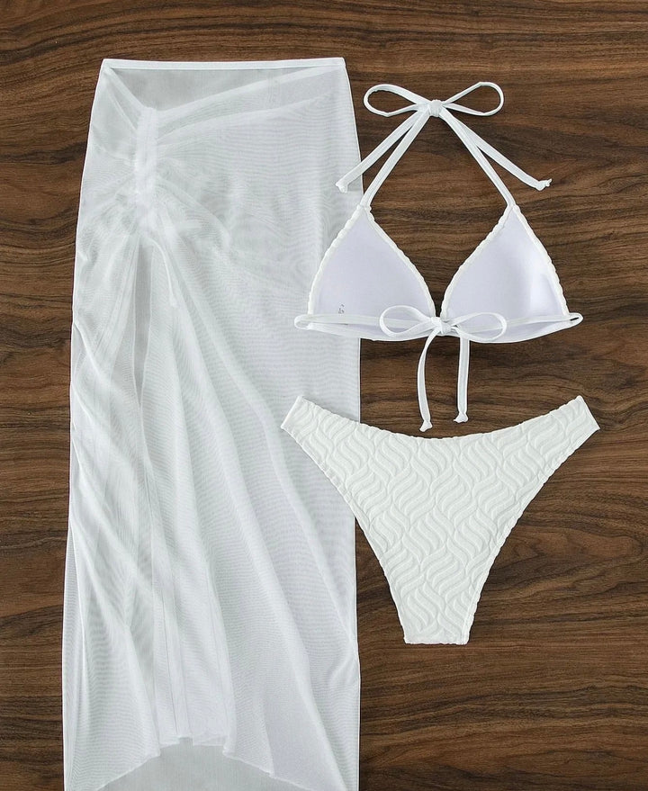 Velvet white 3pc bikini set