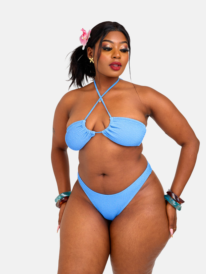 Sculpting ribbed halter bikini