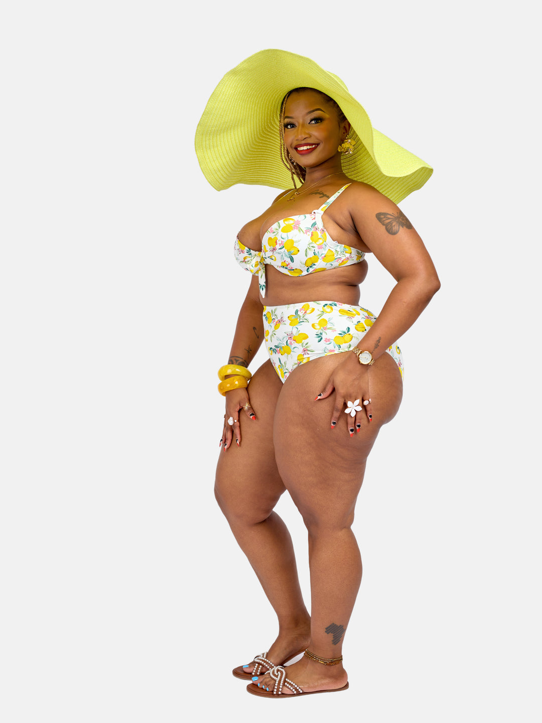 Lemon printed sculpting bikini