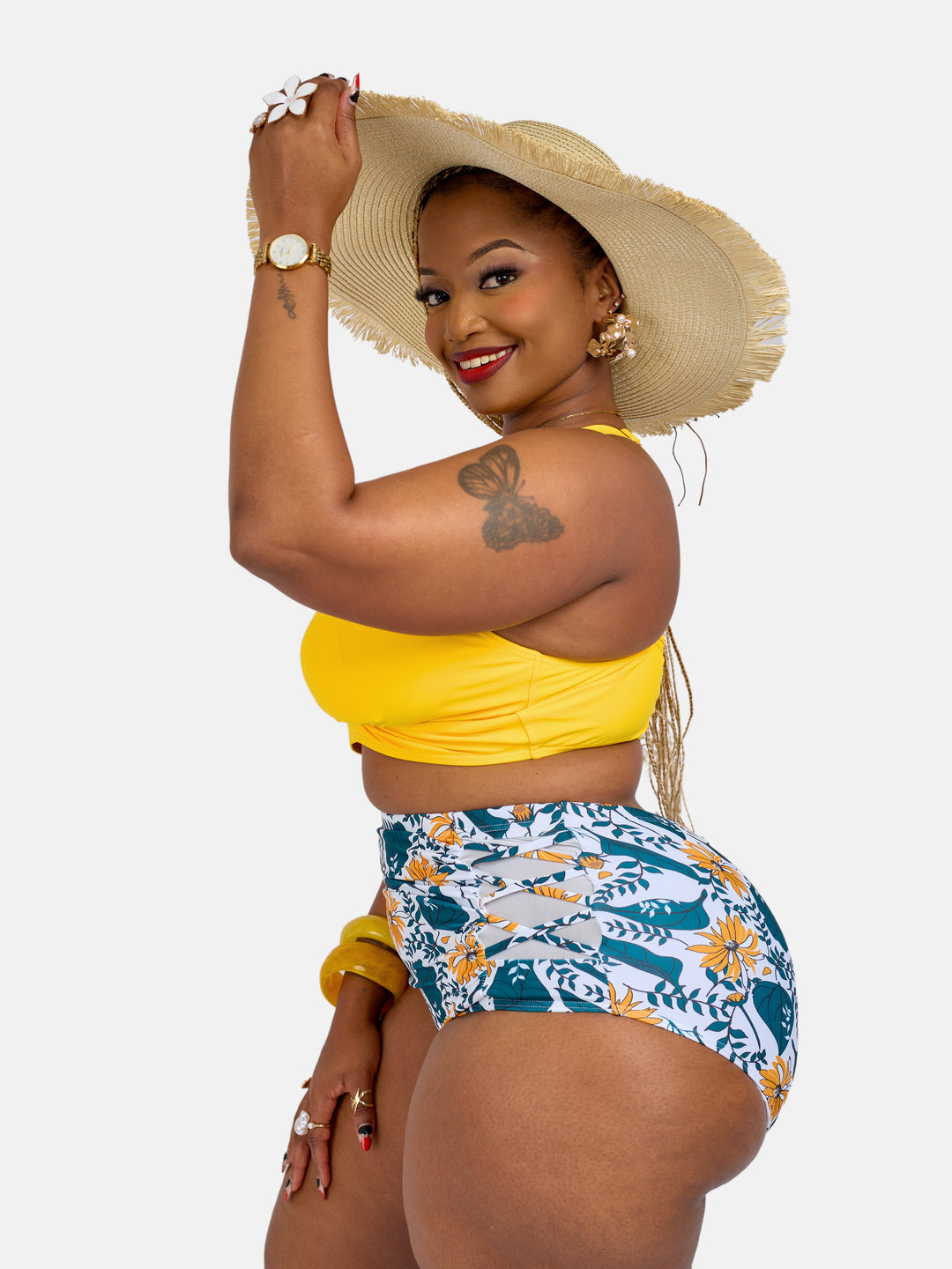 Supportive high waisted bikini set