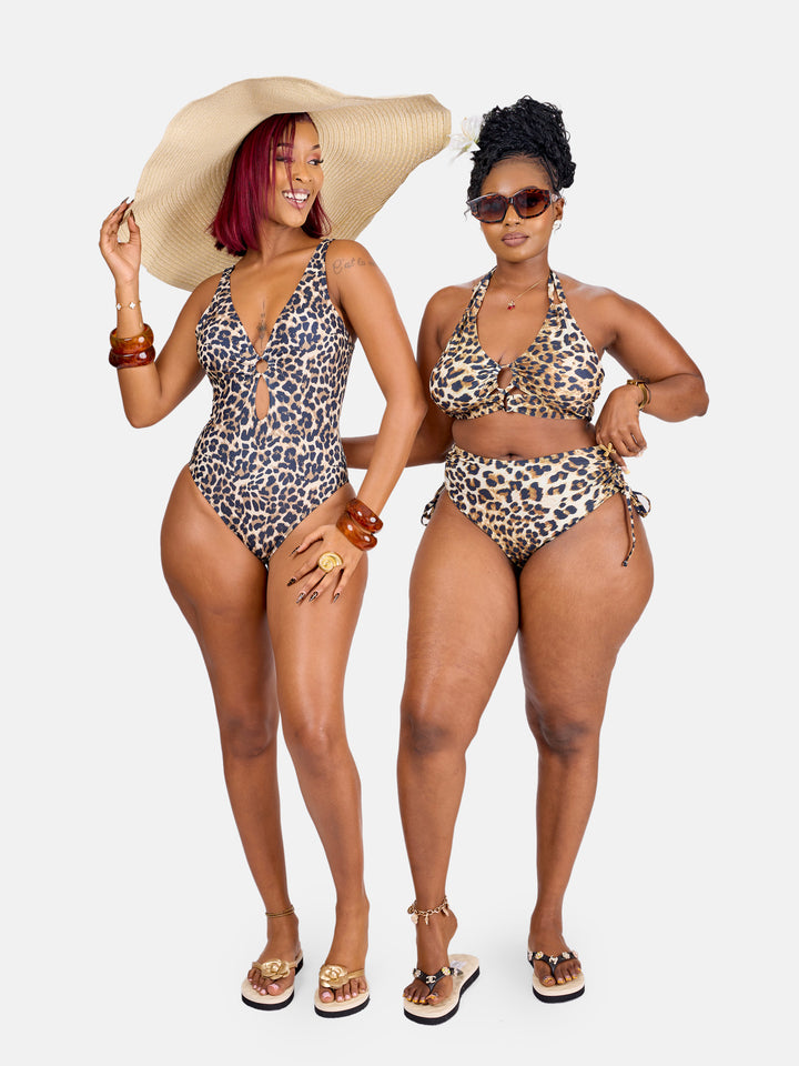Animal print sculpting one piece