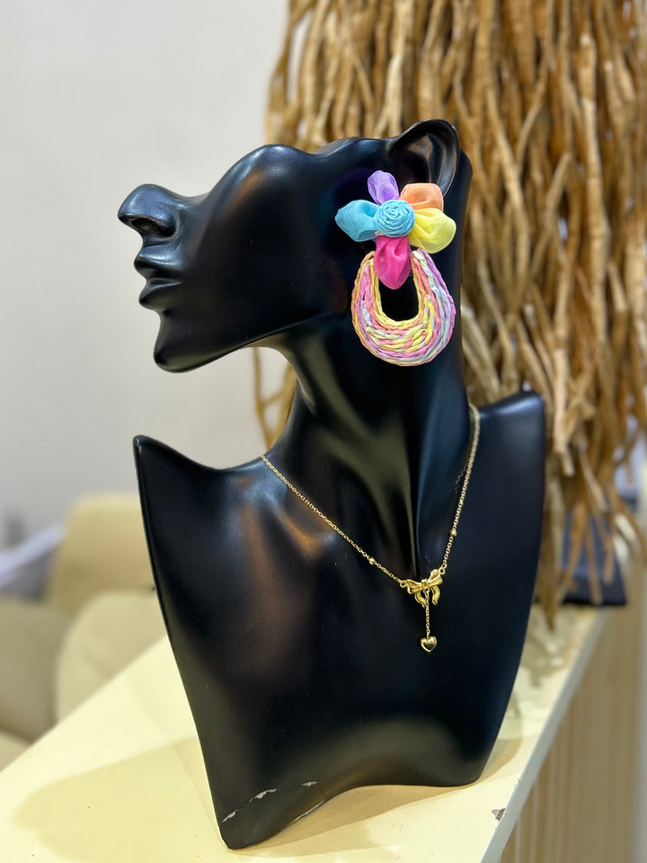 Rattan summer earrings