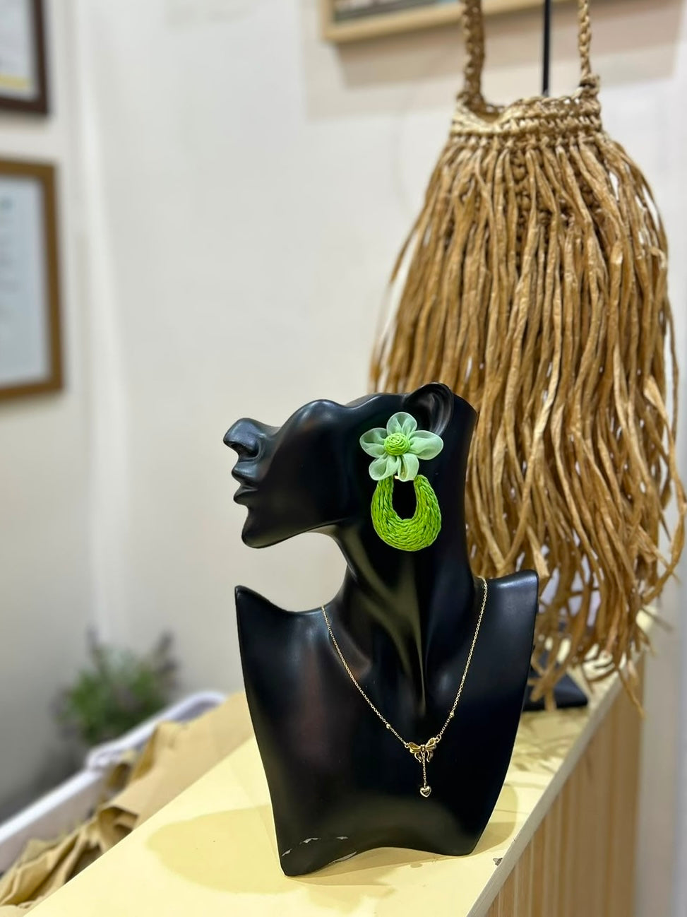 Rattan summer earrings