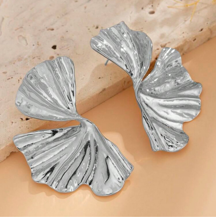 Silver petal earrings